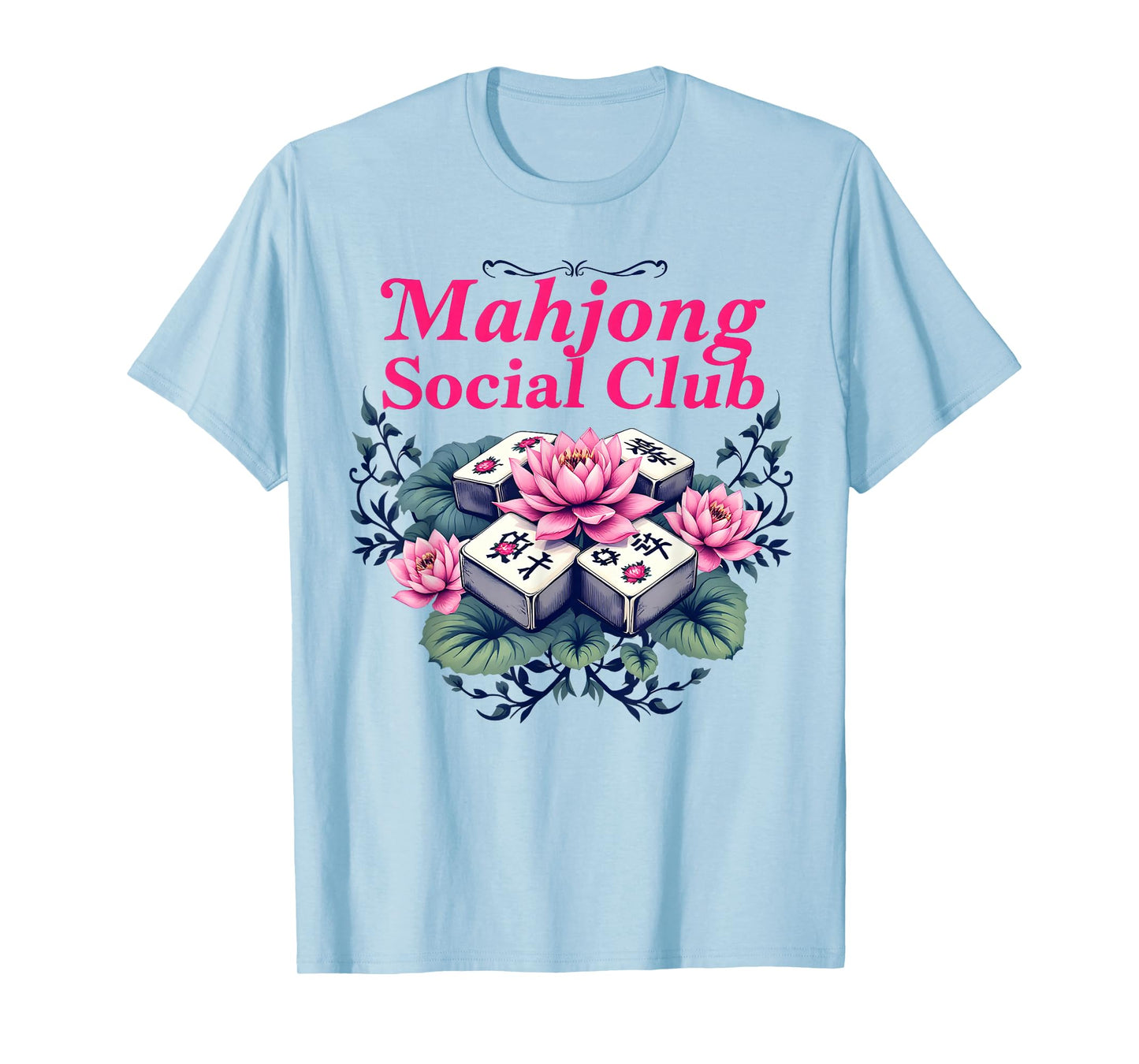 Womens Playing Mahjong Social Club Girls Funny Game T-Shirt