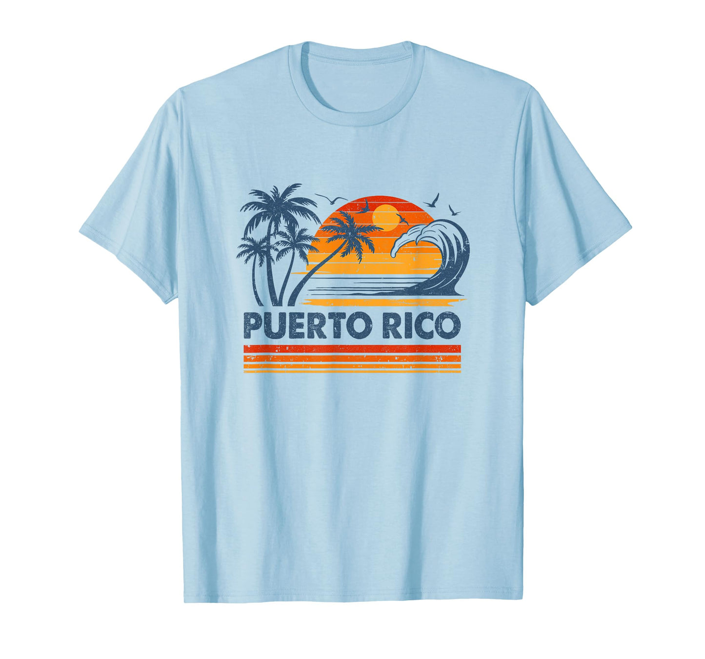 Puerto Rico Vacation Sunset Cute 70S Vintage Retro Beach T-Shirt