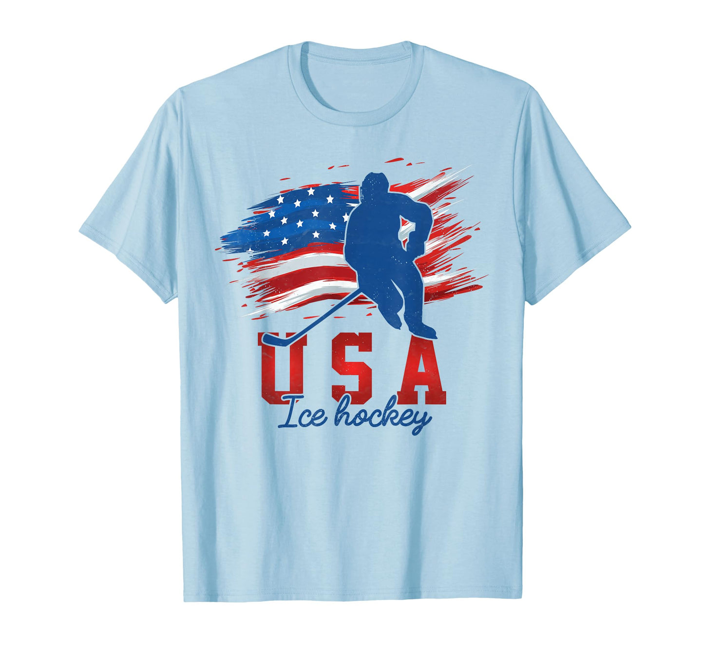 American Flag Ice Hockey 4th of July USA Support Team T-Shirt