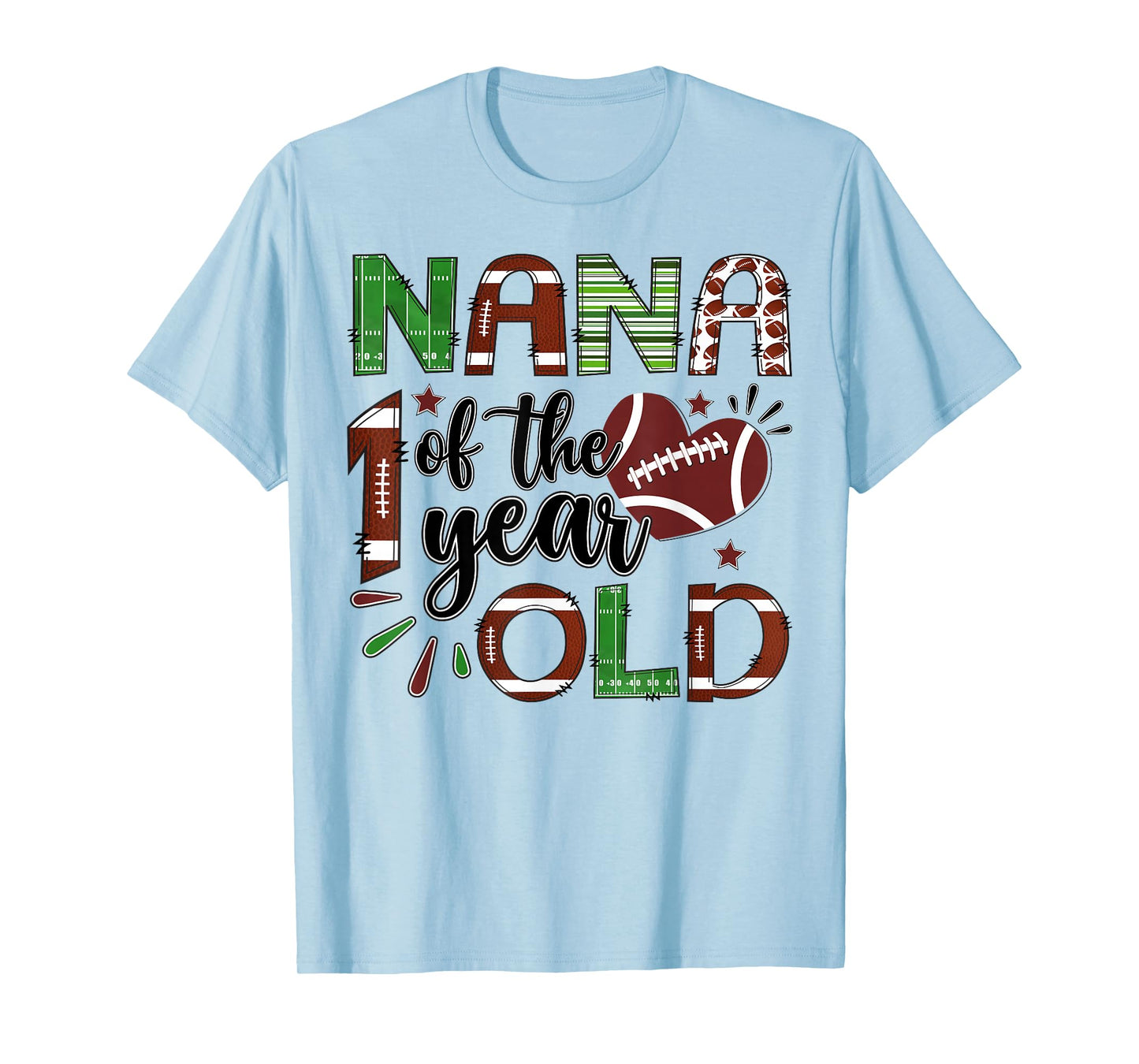 Nana of The 1 Year Old Football 1st Birthday Boy Matching T-Shirt