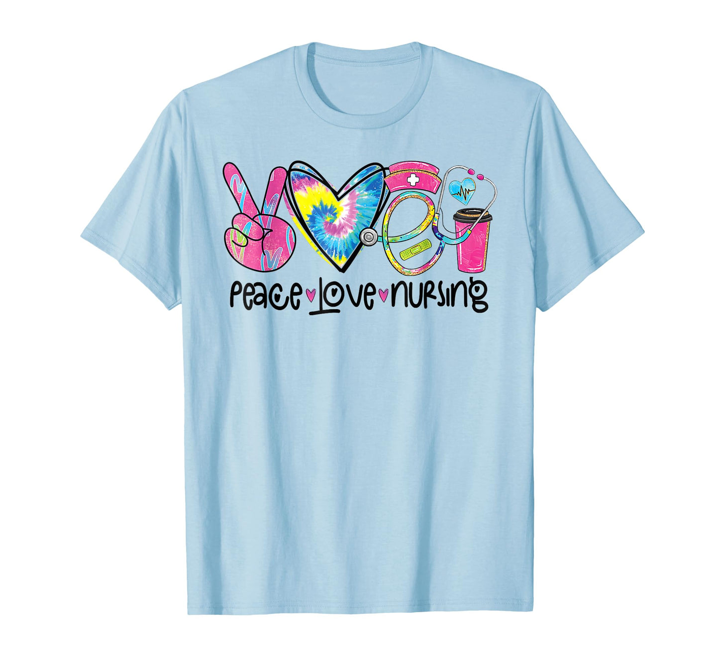 Peace Love Nursing Stethoscope Tie Dye Nurse 2024 T-Shirt