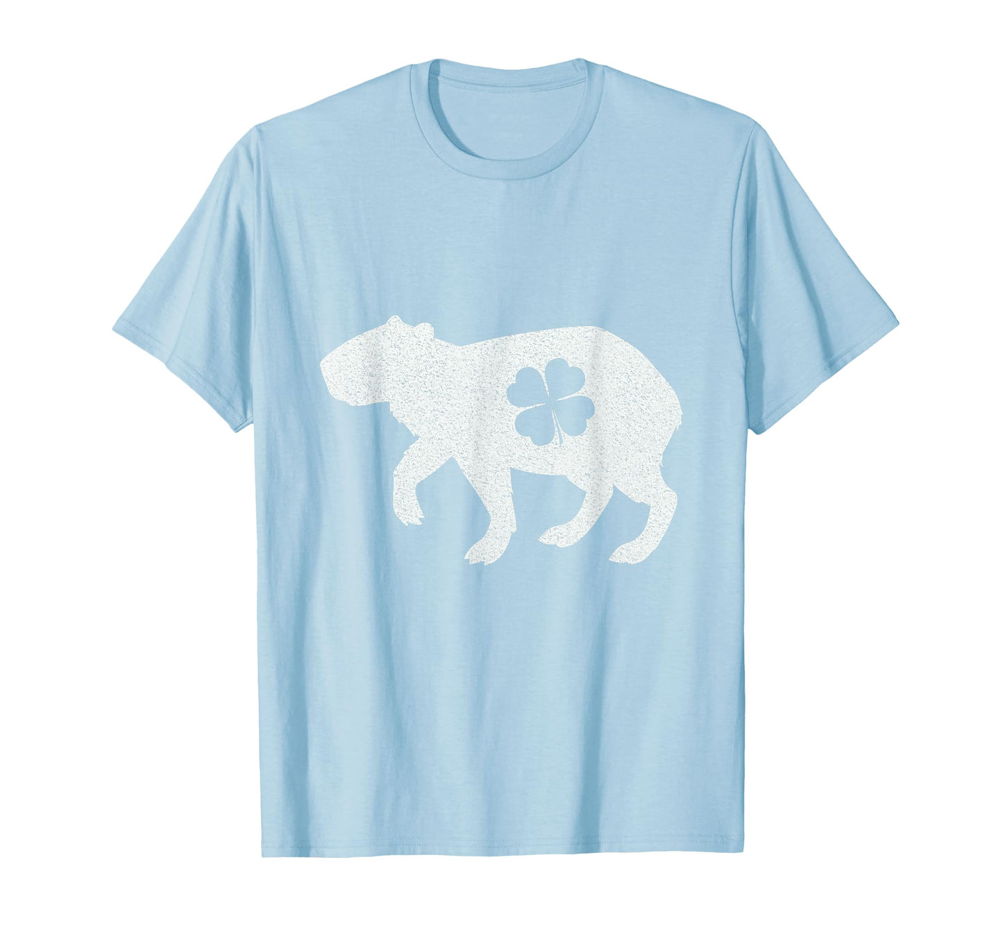 Lucky Capybara Silhouette Shamrock Irish St Patrick's Day T-Shirt
