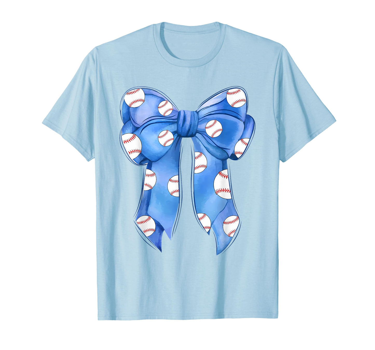 Baseball Coquette Bow Funny Baseball Blue Team T-Shirt