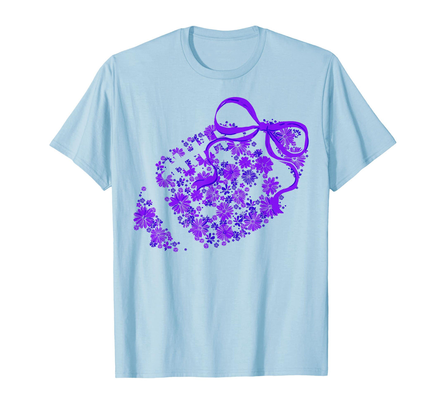 Floral Football Game Day Girly Coquette Team Spirit Purple T-Shirt