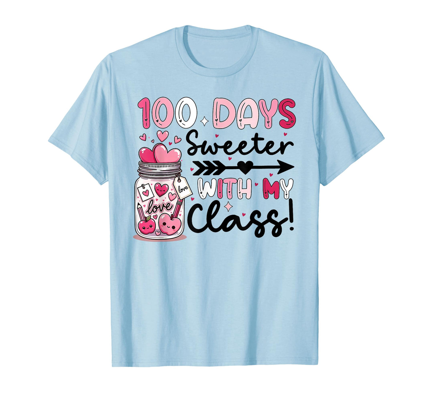 100 Days Sweeter for Teachers Students Girls Women 100th Day T-Shirt