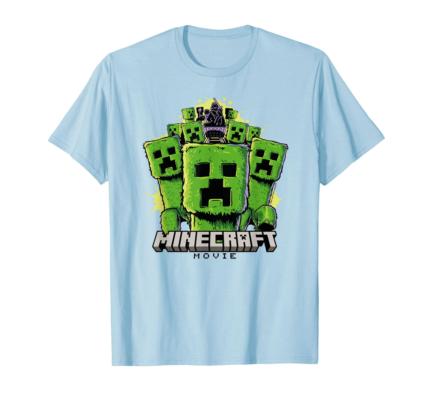 A Minecraft Movie Group Of Creepers Surrounding The Heroes T-Shirt
