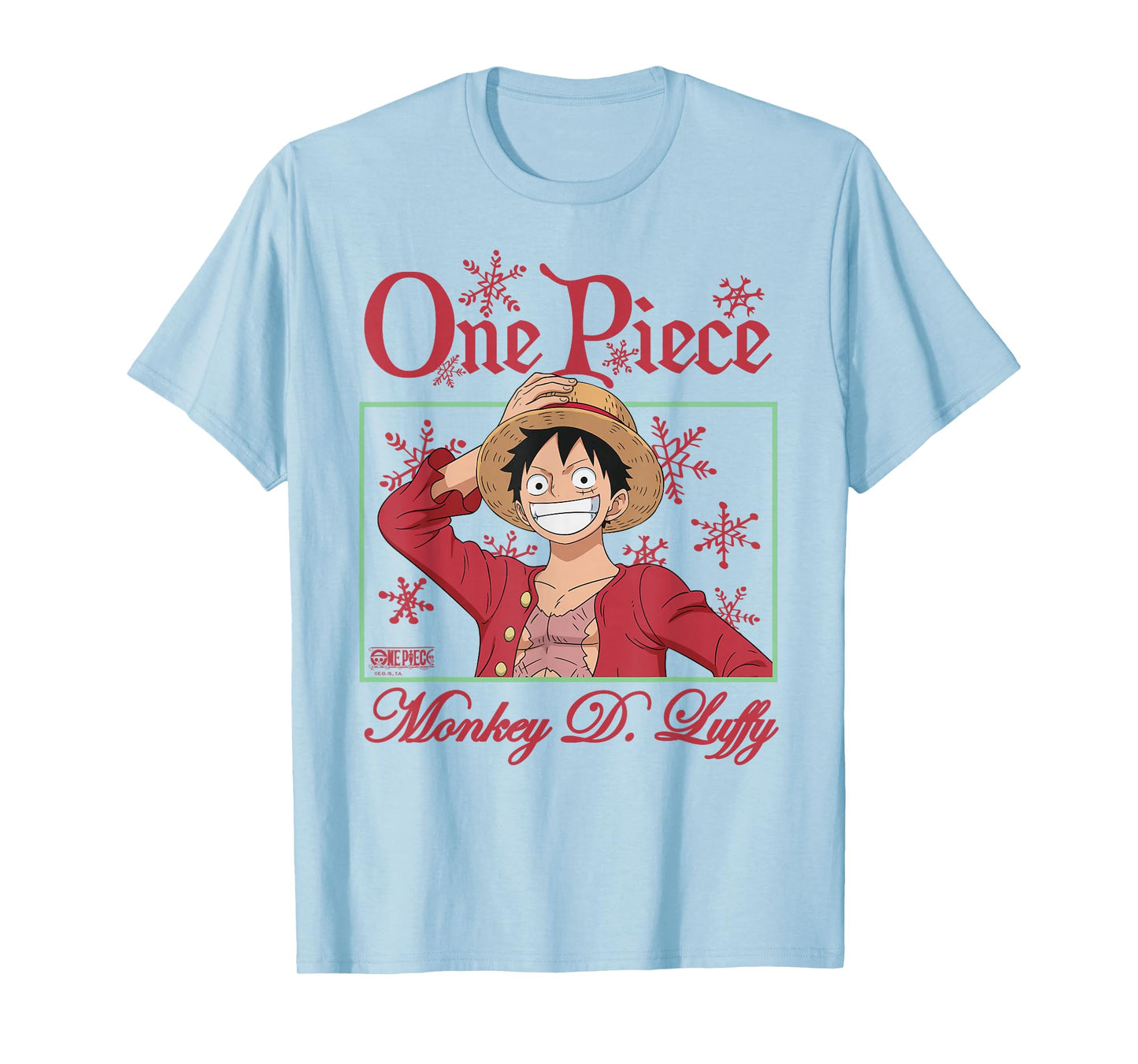 One Piece Anime Happy Holidays Luffy Christmas Snowflakes T-Shirt