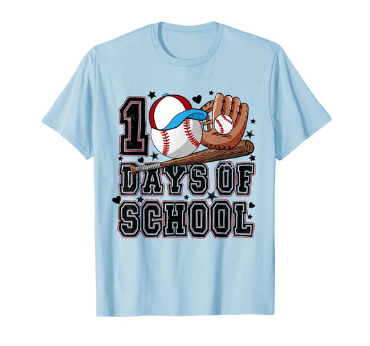 Baseball 100 Days of School Happy 100th Day Teachers Kids T-Shirt