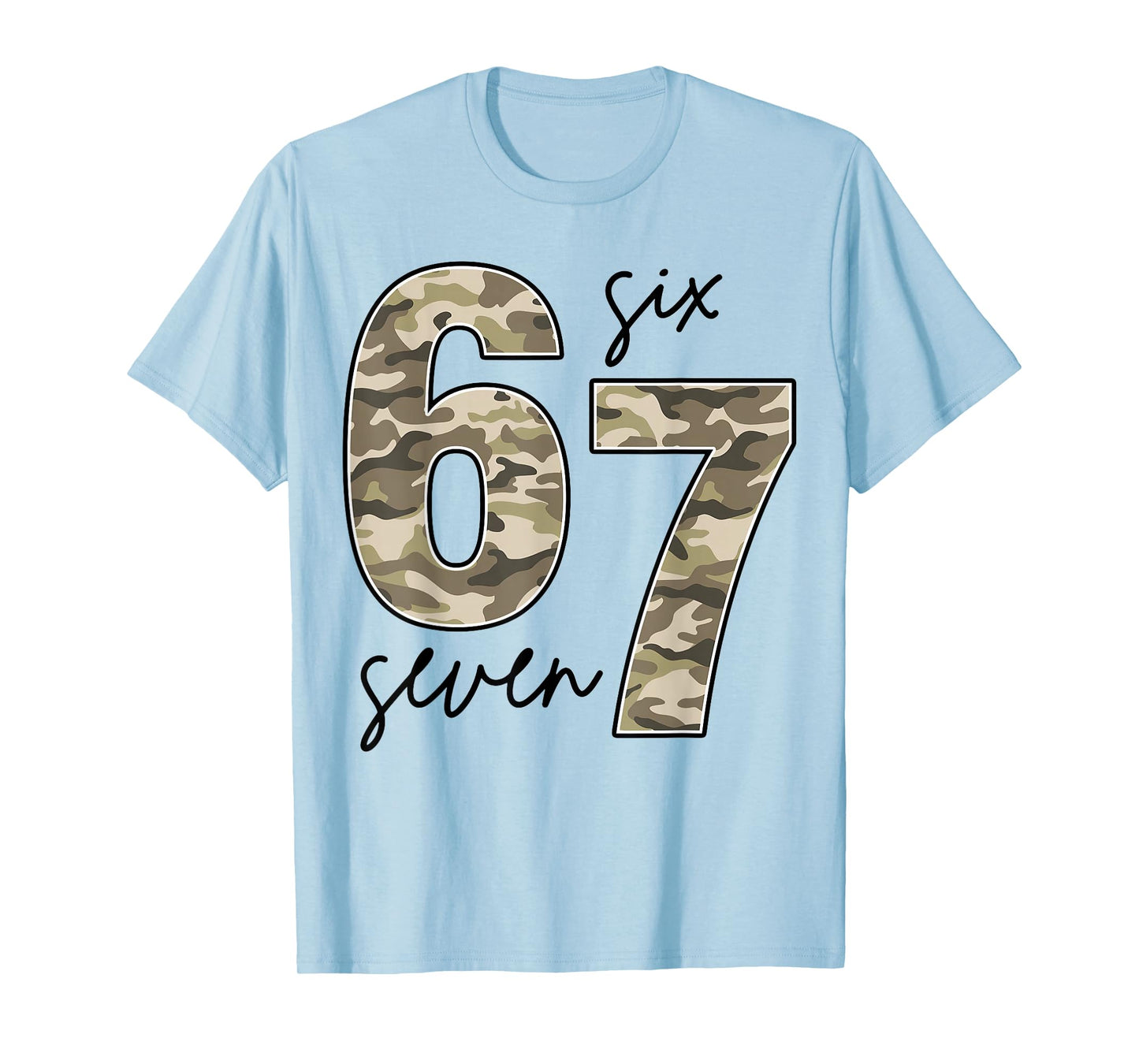 Funny Camo Six Seven 67 Meme T-Shirt