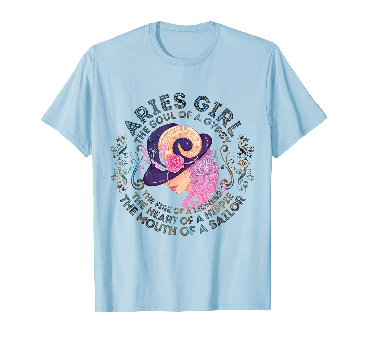 Aries Girl The Soul Of A Gypsy Birthday Hippie Soul T-Shirt
