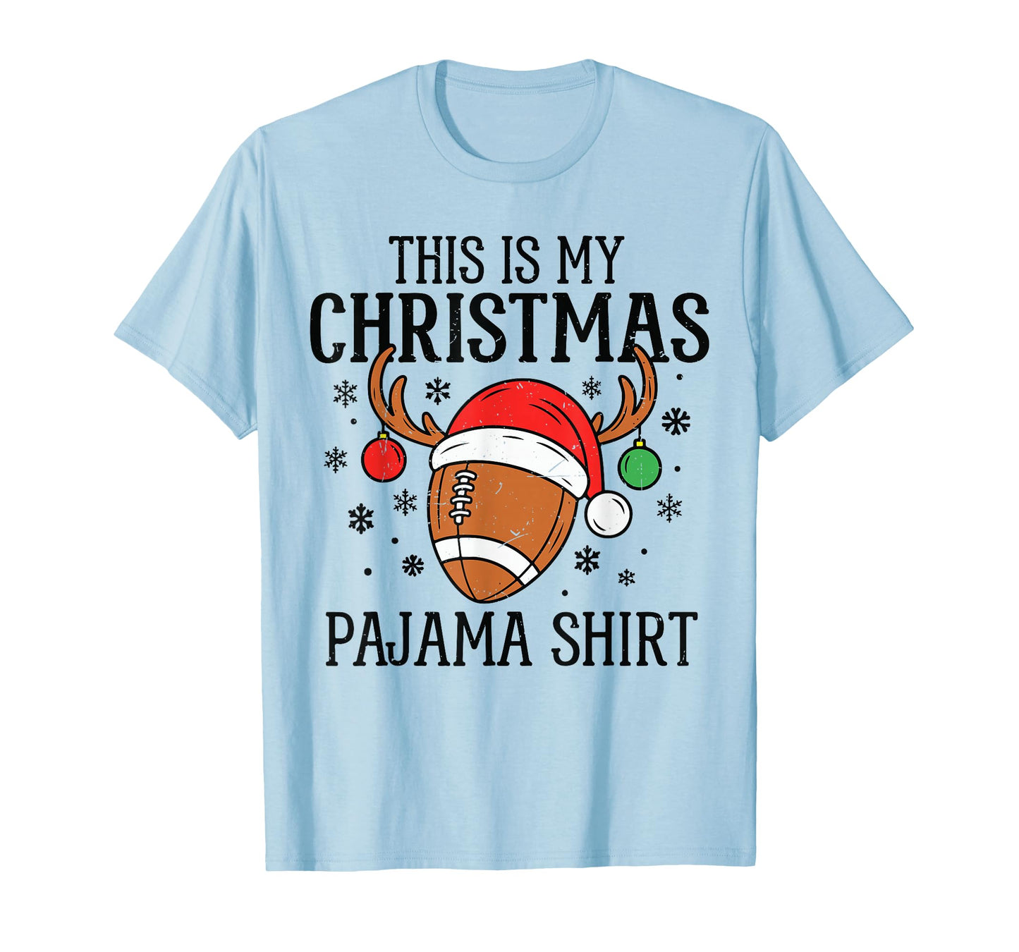 Christmas Football Pajama Shirt Santa Claus Matching Family T-Shirt