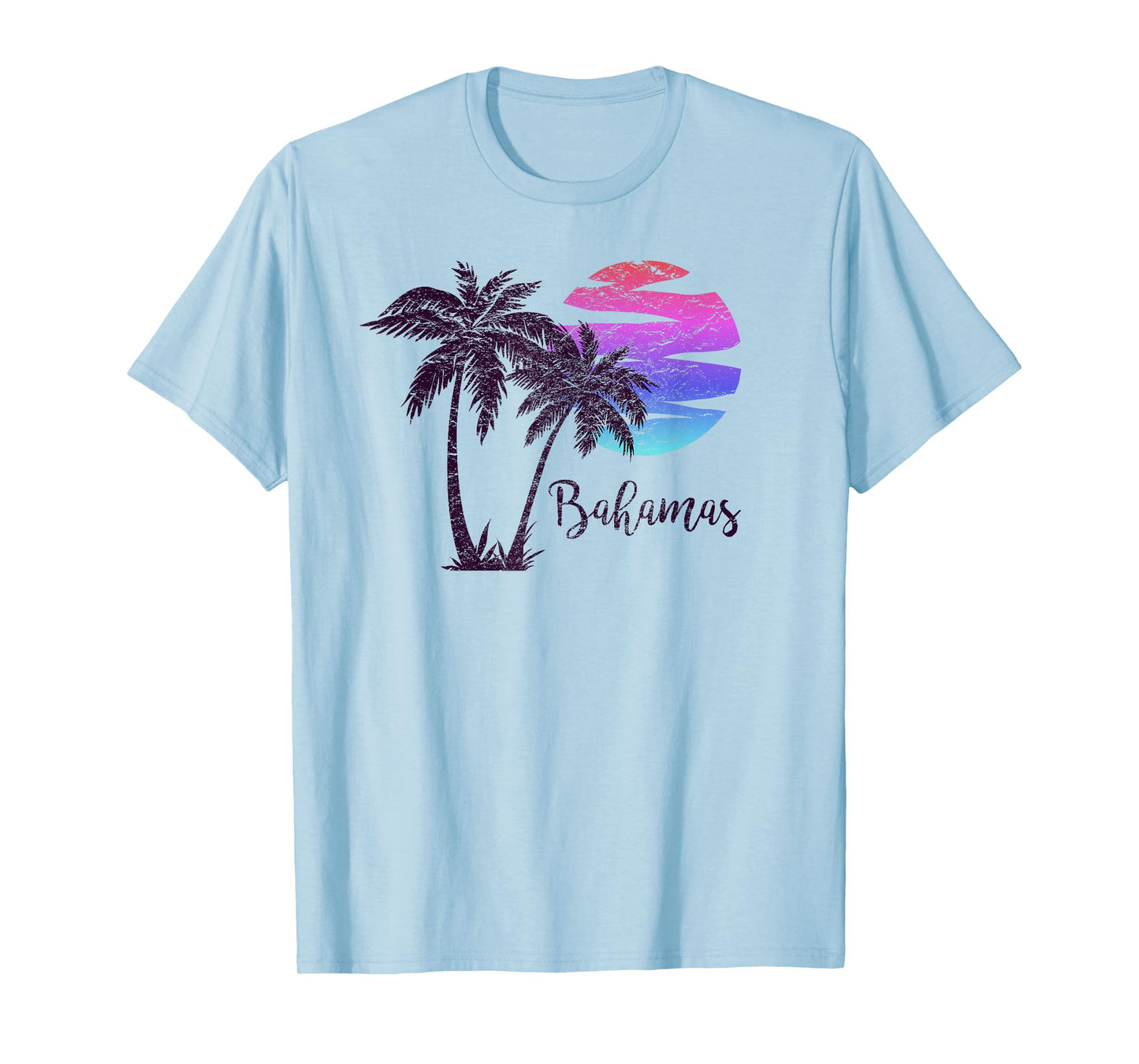 Bahamas Beach Vacation Souvenir Retro Vintage Sunset Graphic Men Women Girls Kids T-Shirt