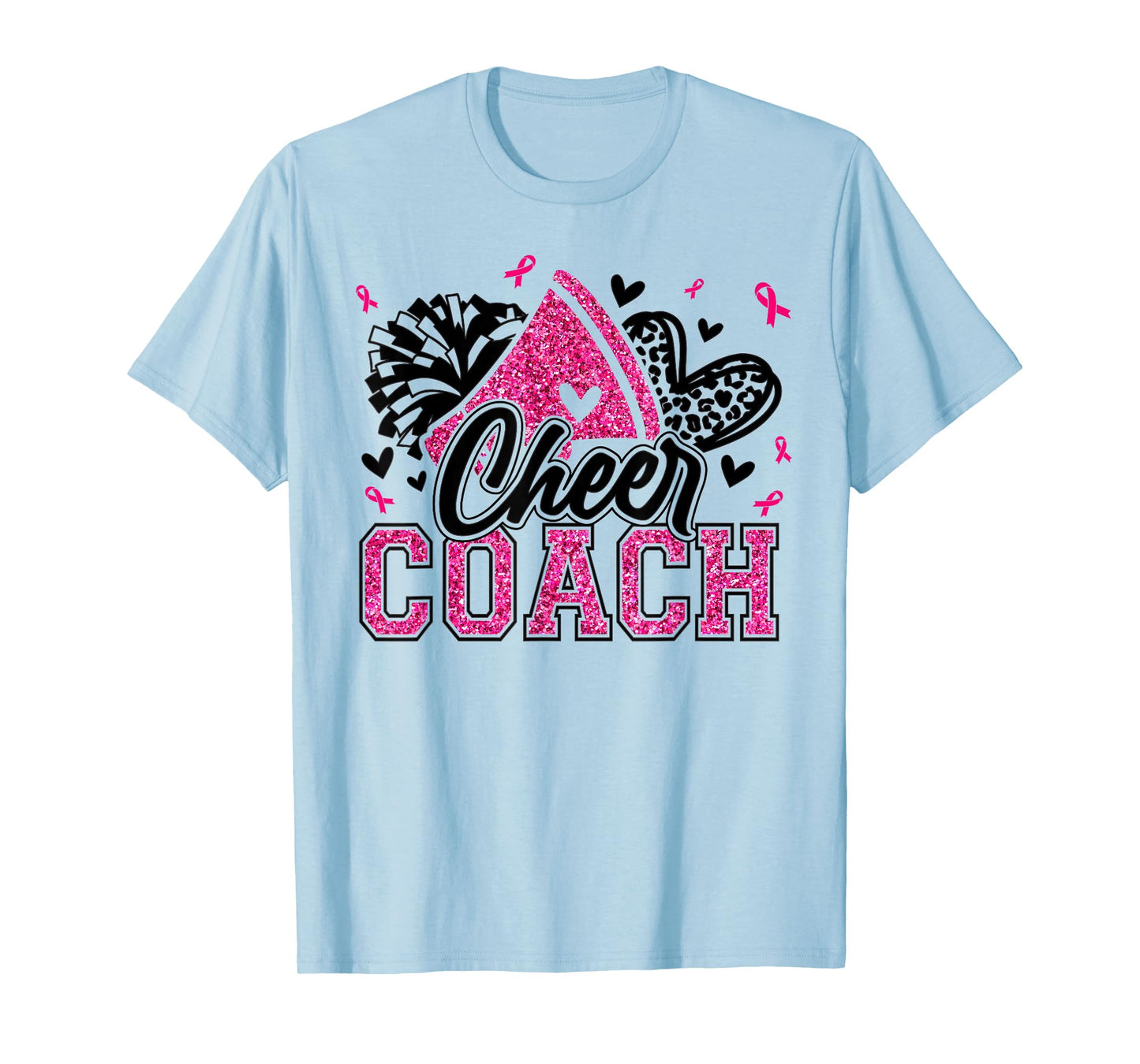 Football Cheer Coach Pink Ribbon Breast Cancer Awareness T-Shirt