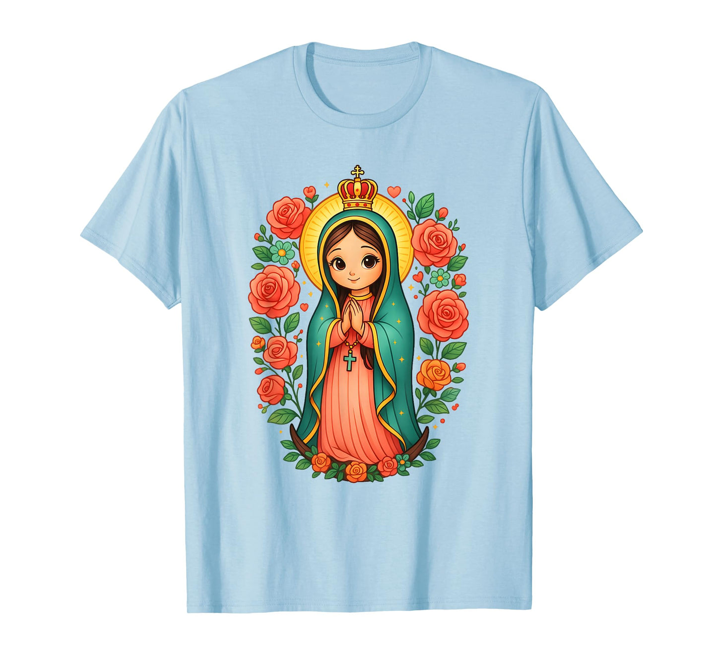 Cute Our Lady of Guadalupe Floral Mexican Identity T-Shirt