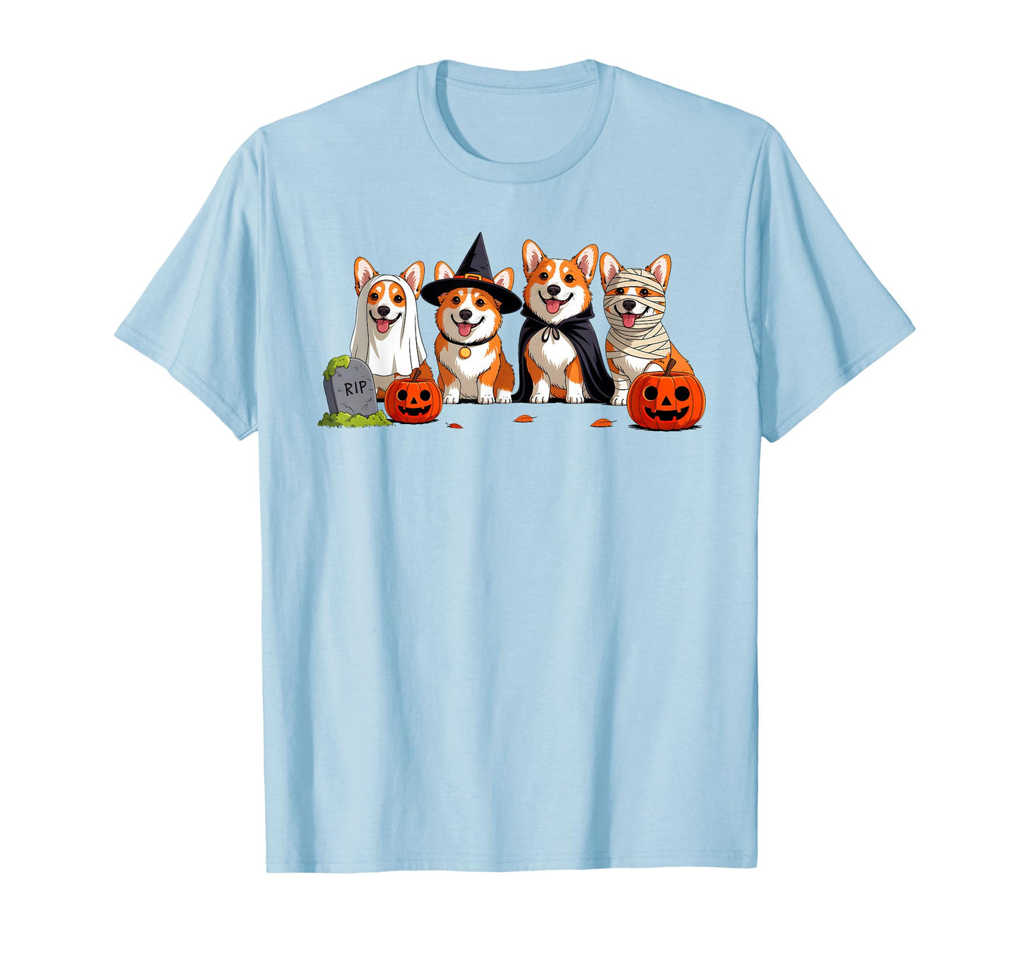 Corgi Dog Ghost Witch Mummy Pumpkin Funny Halloween Costume T-Shirt