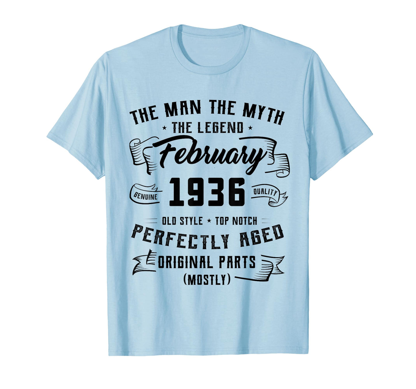 90th Birthday Tee Man Myth Legend February 1936 90 Yrs Old T-Shirt