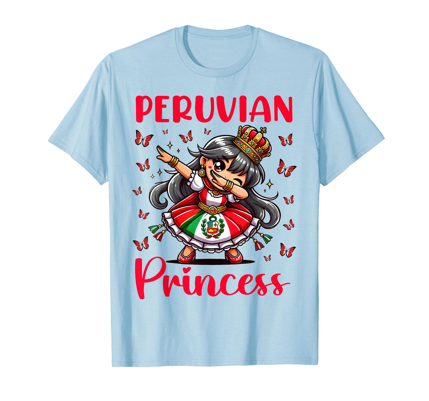 Peruvian Princess Dab Girl Flag Dress Cultural Girls Kids T-Shirt