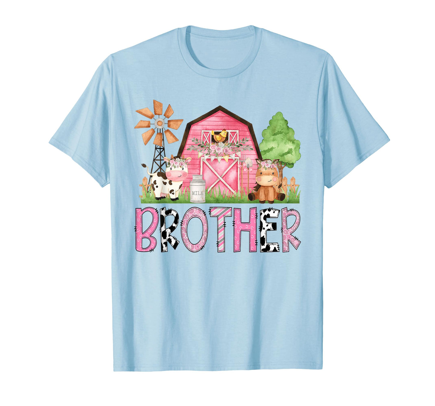 Brother Pink Farm Animal Birthday Kids Matching Family T-Shirt