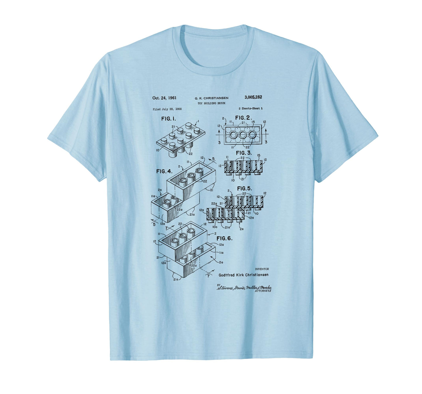 Toy Building Brick Patent Vintage Technical Blueprint T-Shirt