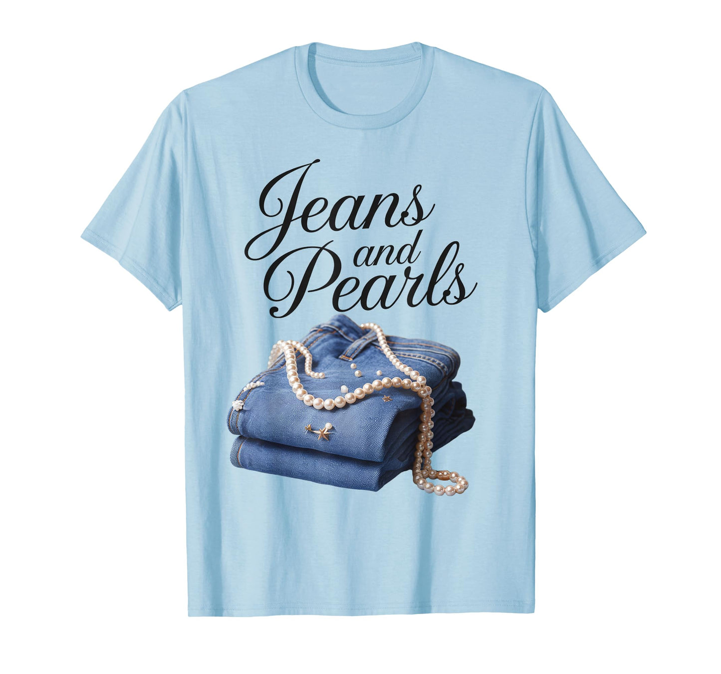Jeans and Pearls for Ladies 2025 Jeans With Pearls Denim T-Shirt