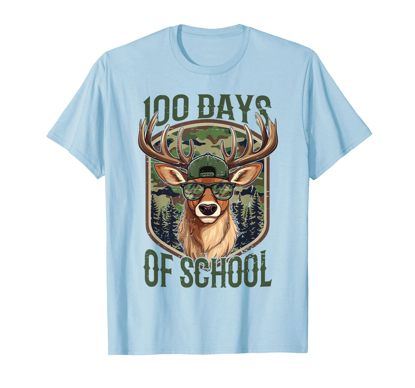 Deer 100 Days of School Shirt Student Boys Teacher 100th Day T-Shirt