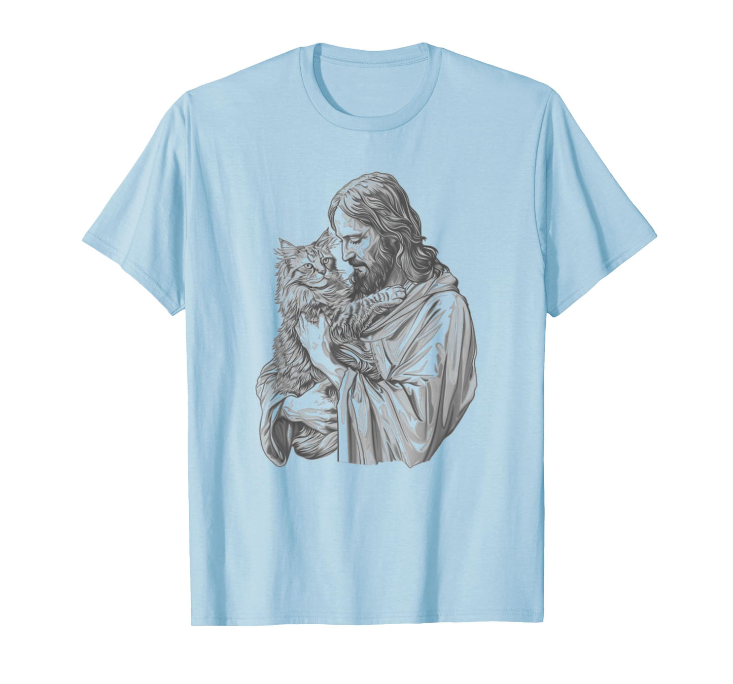 Jesus Holding Maine Coon Cat Longhair Pet Cat God T-Shirt for Men Women