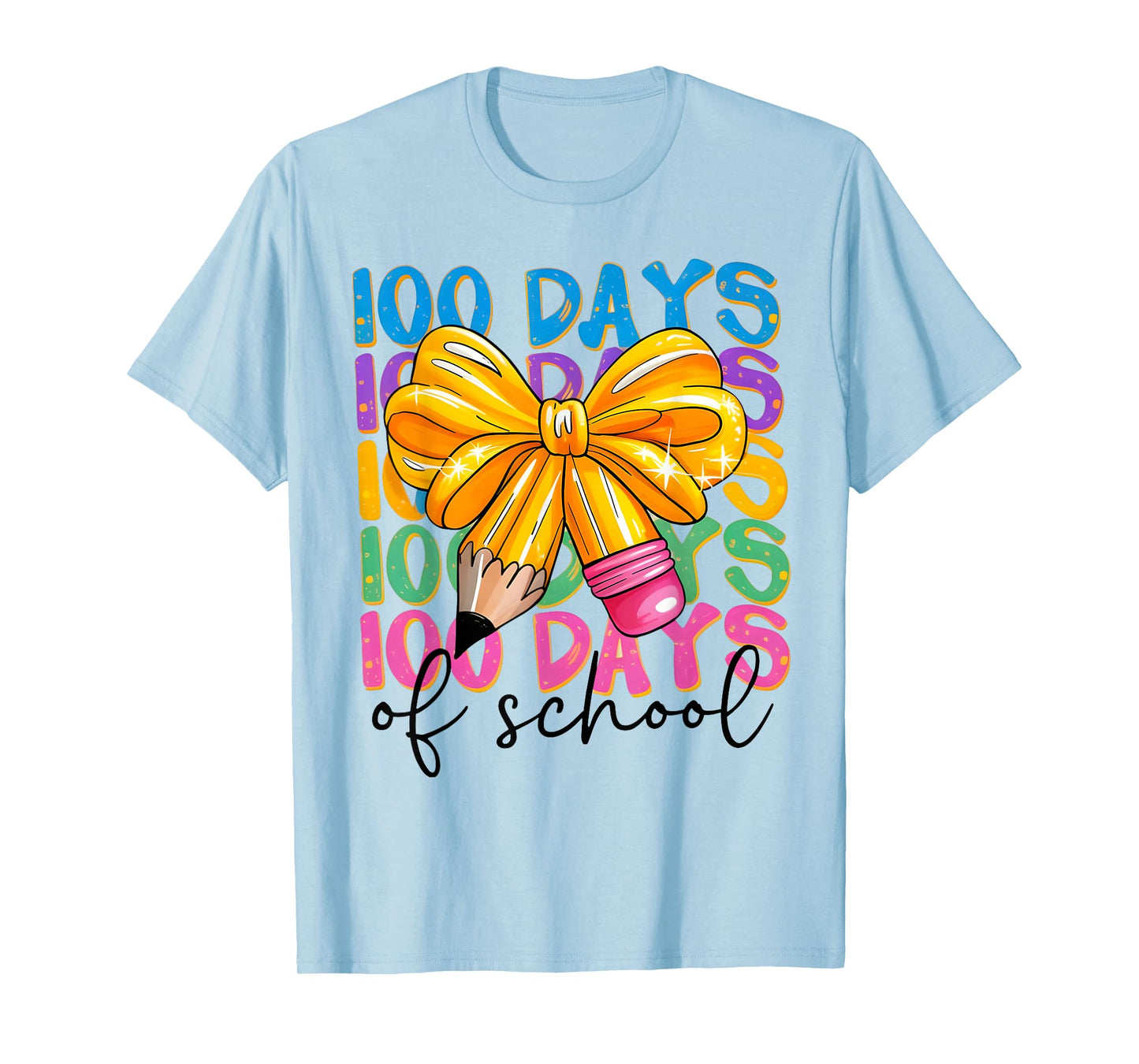100 Days of School Celebration Pencil Bow Teacher Student Gi T-Shirt