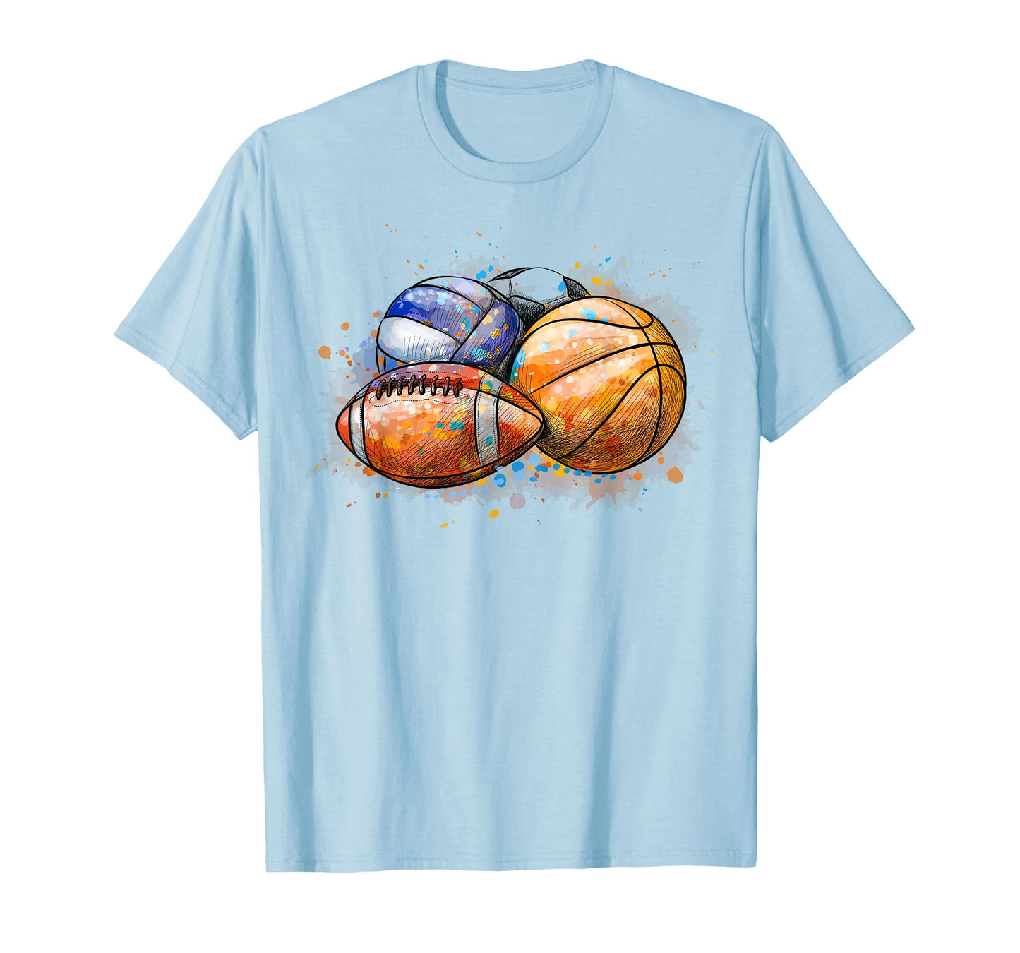 Sports Balls Colorful Basketball Football Baseball T-Shirt