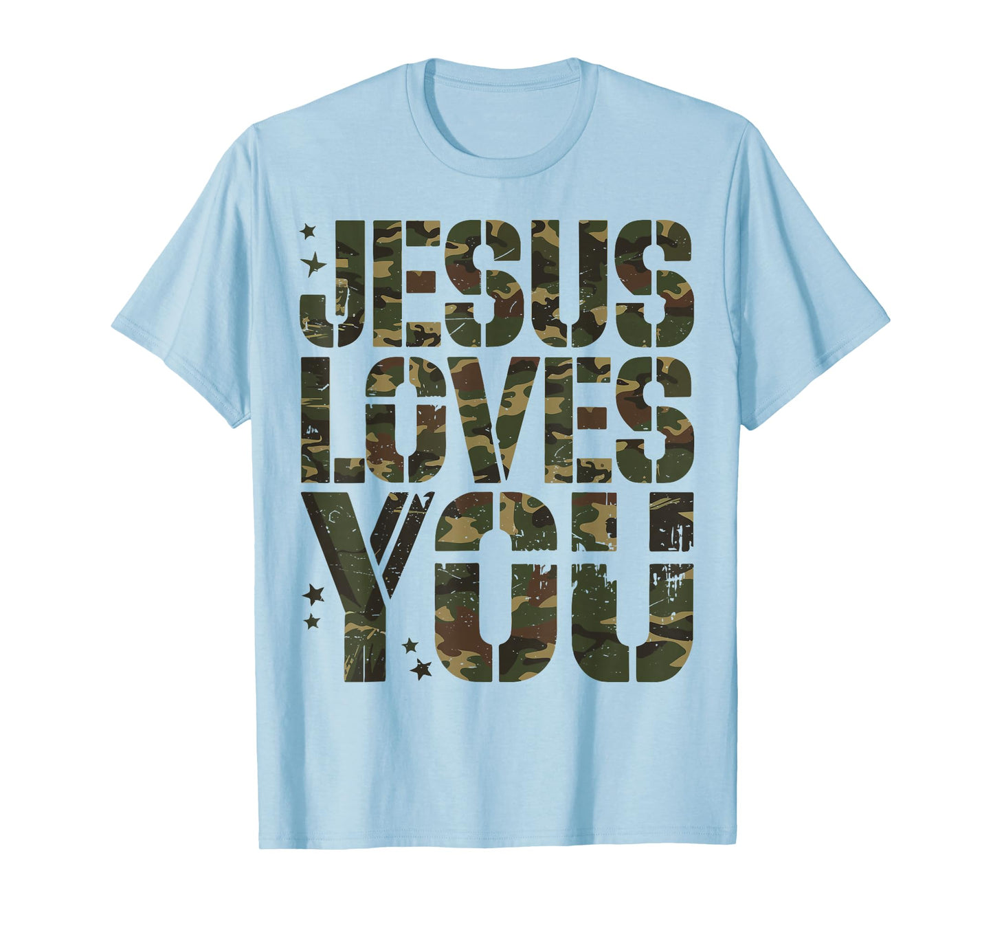 Camo Jesus Loves You Camouflage Christian Saying Religious T-Shirt