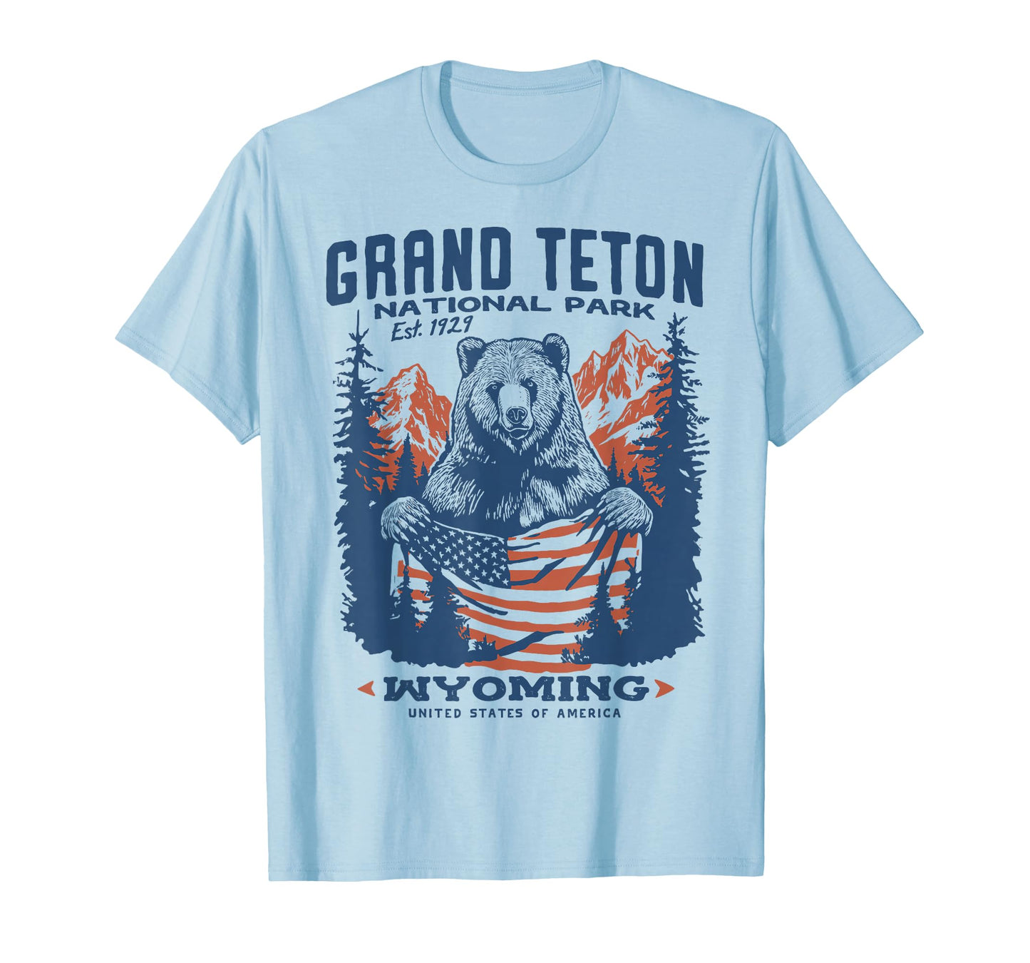 Patriotic Grand Teton Park Bear Flag T-Shirt