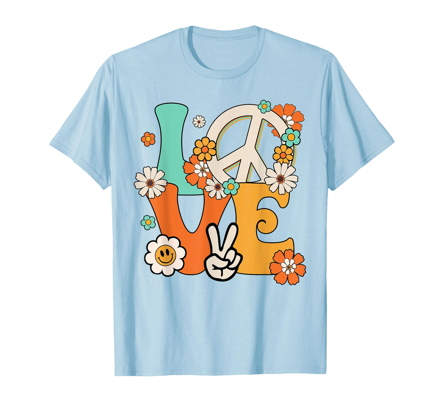 PEACE SIGN LOVE T Shirt 60s 70s Tie Dye Hippie Costume T-Shirt