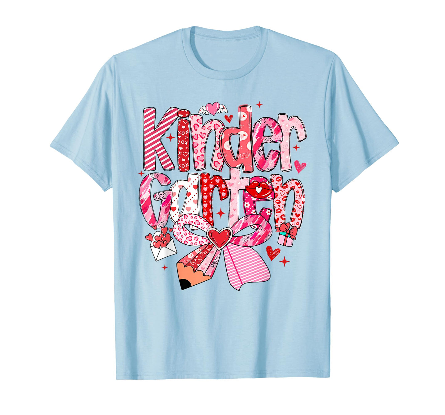 Kindergarten Valentines Day Coquette Bow Teachers Girls Kids T-Shirt