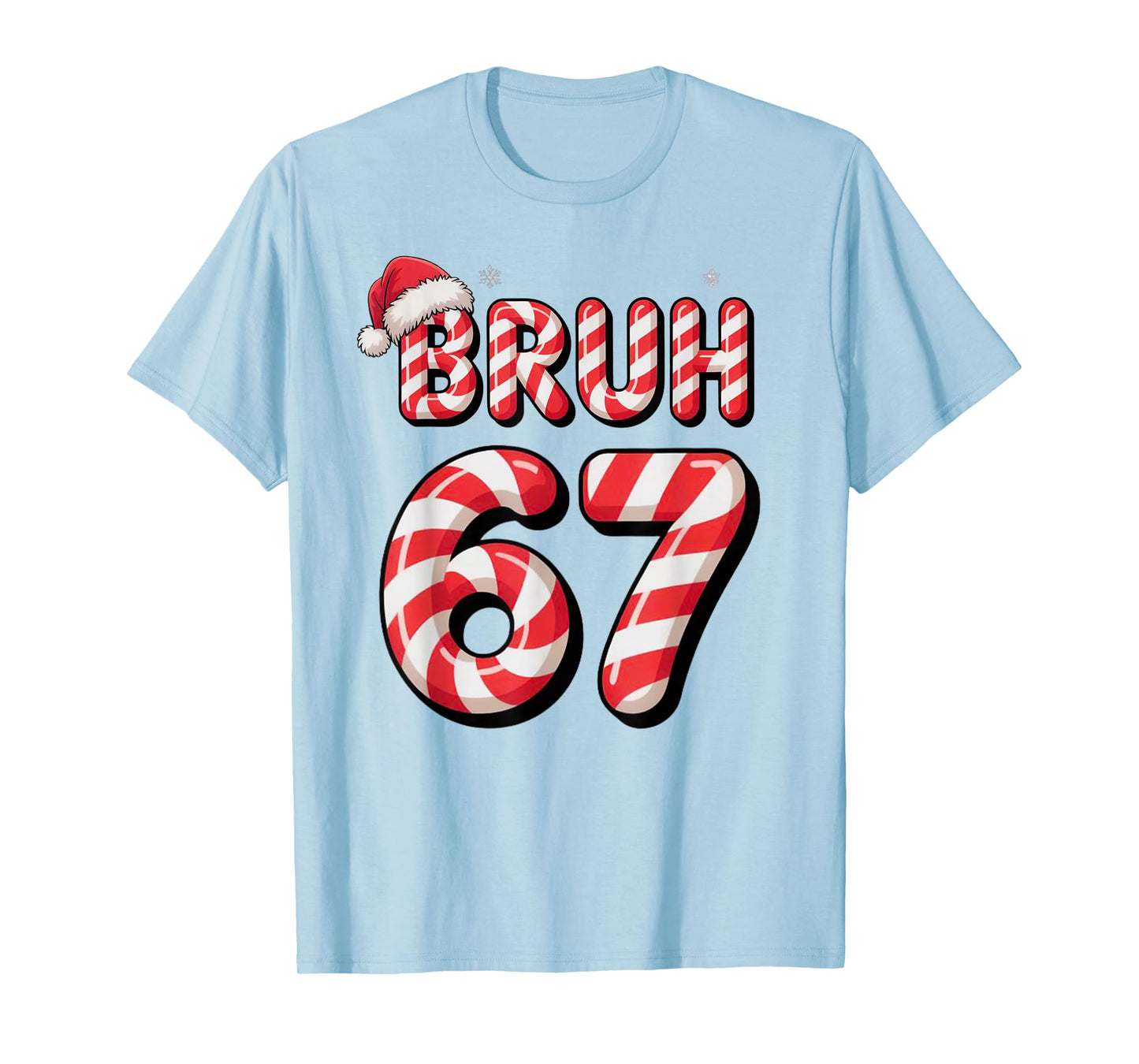 Bruh 67 Christmas Candy Cane for Teen Boys Six Seven Meme T-Shirt
