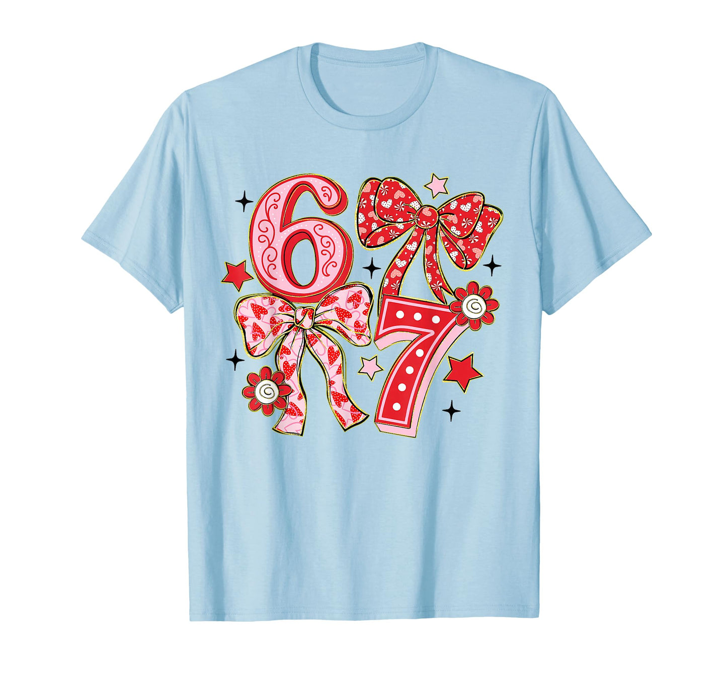 Six Seven 67 Meme Coquette Bow 6 7 Valentines Day Girls Kids T-Shirt