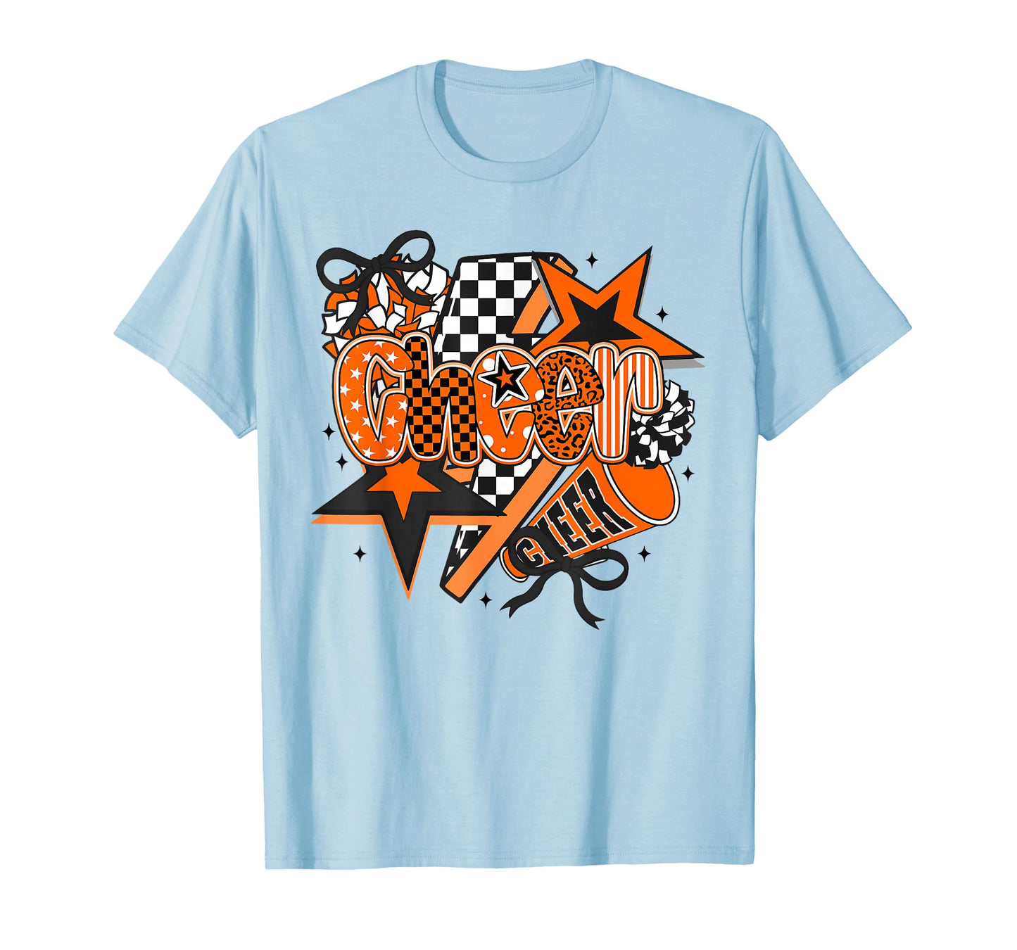 Preppy Cheer Game Day Cheer Mom Cheerleader Go Cheer Orange T-Shirt