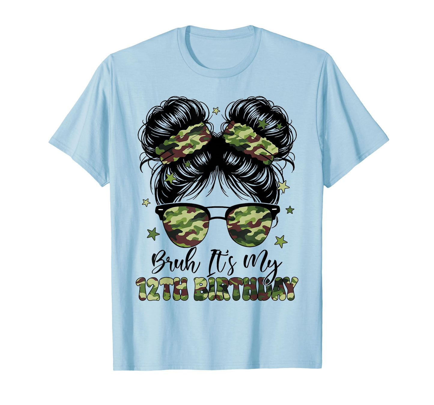 Bruh Its My 12th Birthday Girl Camo Twelve 12 Years Old Kids T-Shirt