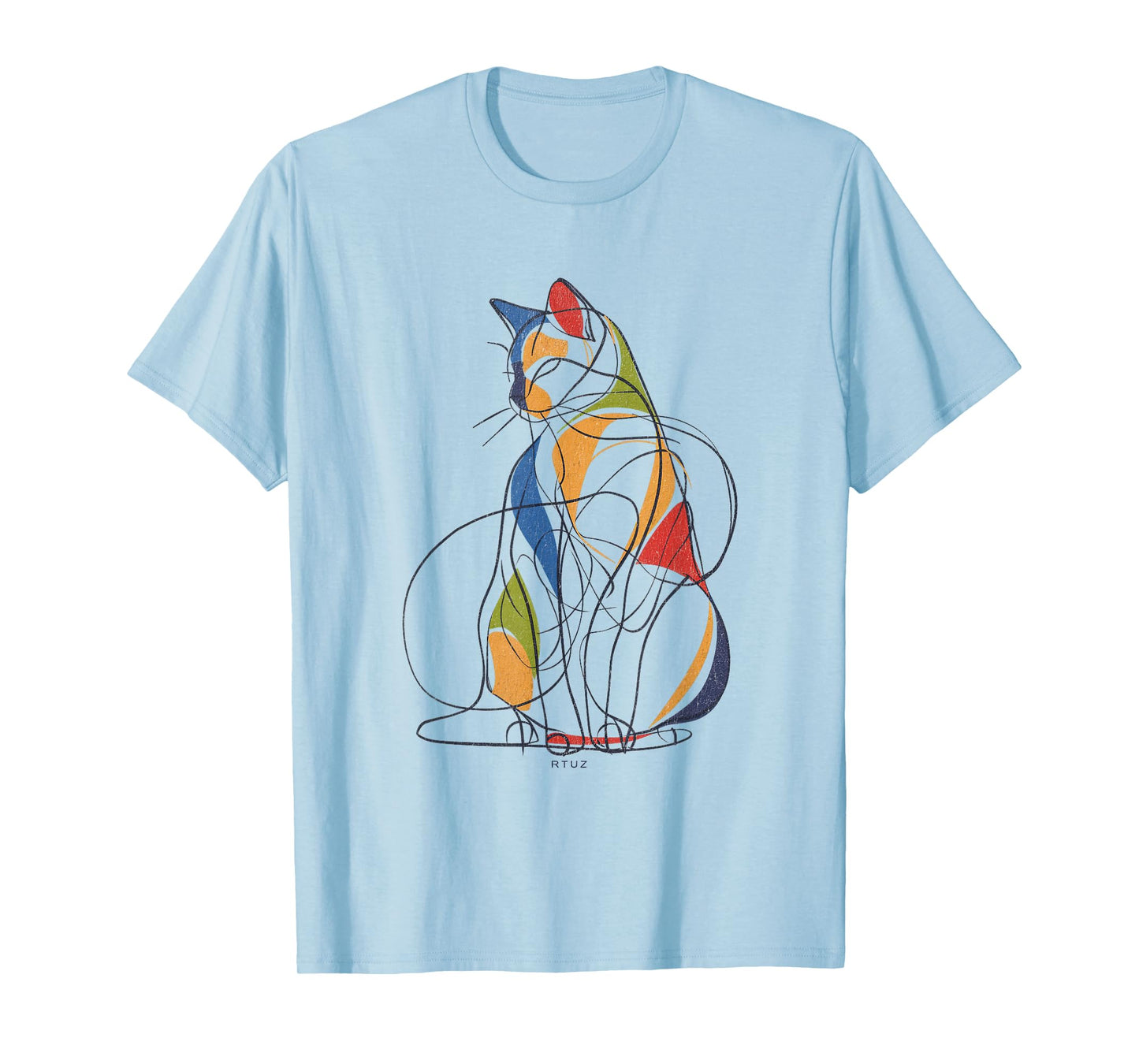 Minimalist Cat Outline Drawing One-Line Minimalism Cat Men Women Kids T-Shirt