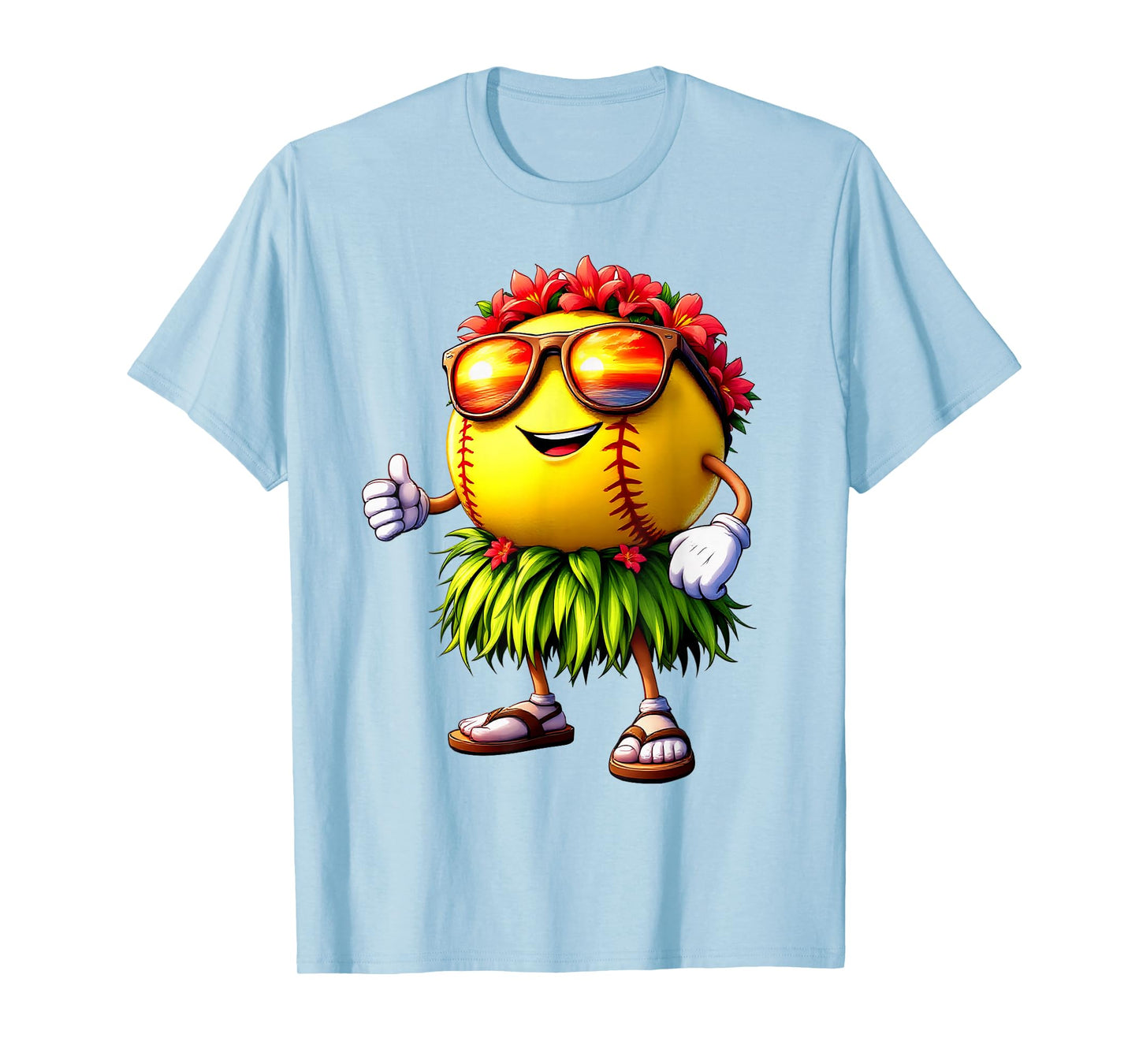 Funny Hawaii Softball Ball Hawaiian Tropical Summer Vacation T-Shirt