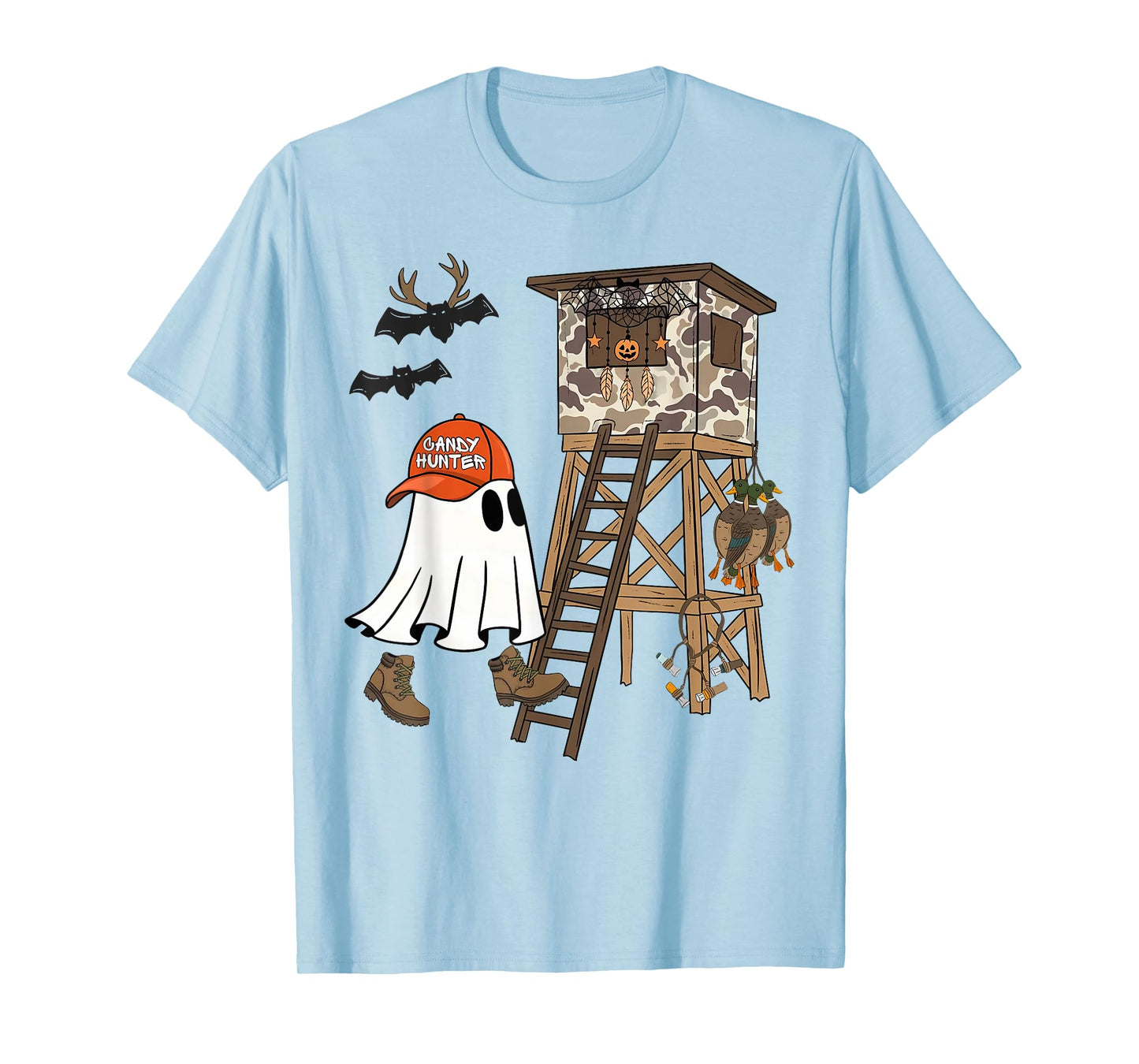 Candy Hunter Camo Ghost Boys Halloween Deer Duck Hunting T-Shirt