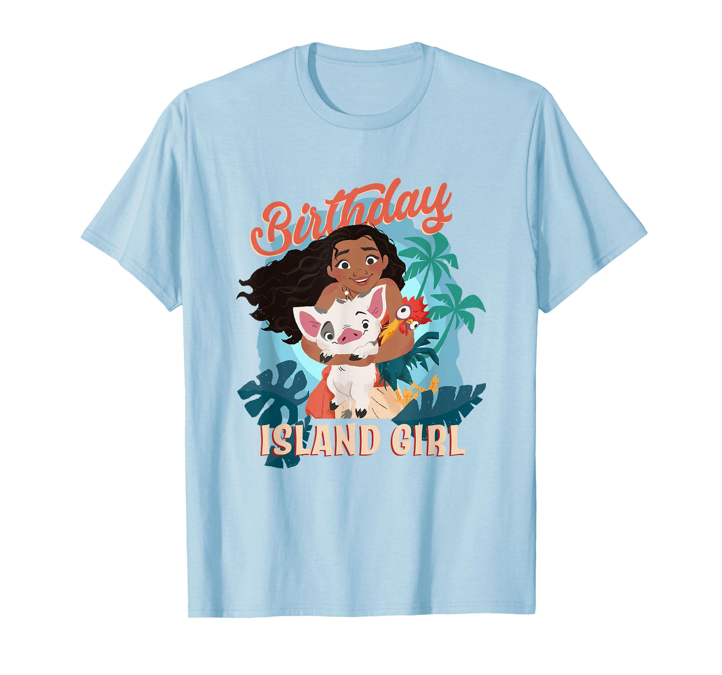 Disney Moana Birthday Island Girl Moana Pua Hei Hei Big Logo T-Shirt