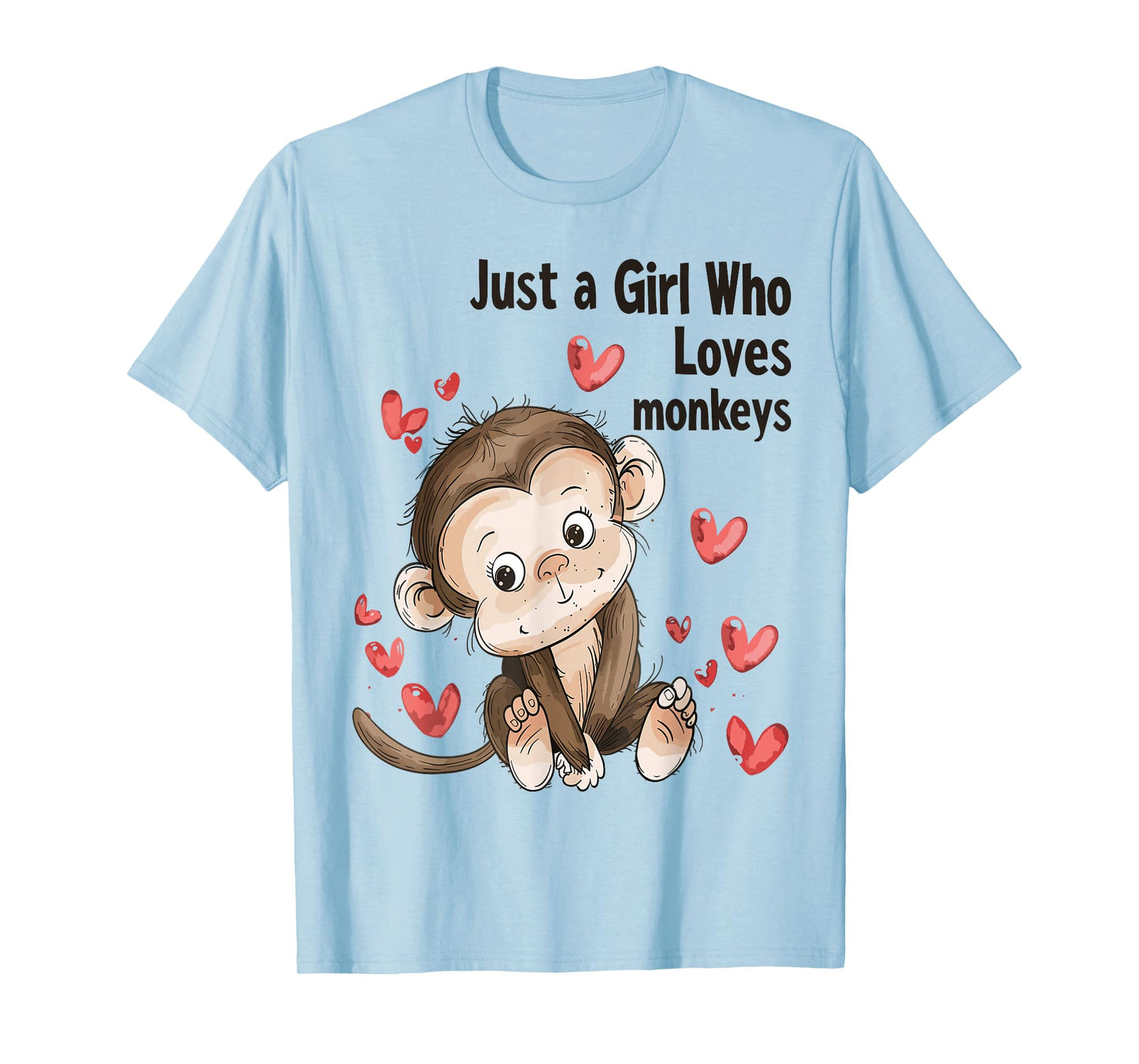 Cute Monkey Lovers Gift Just A Girl Who Loves Monkeys T-Shirt