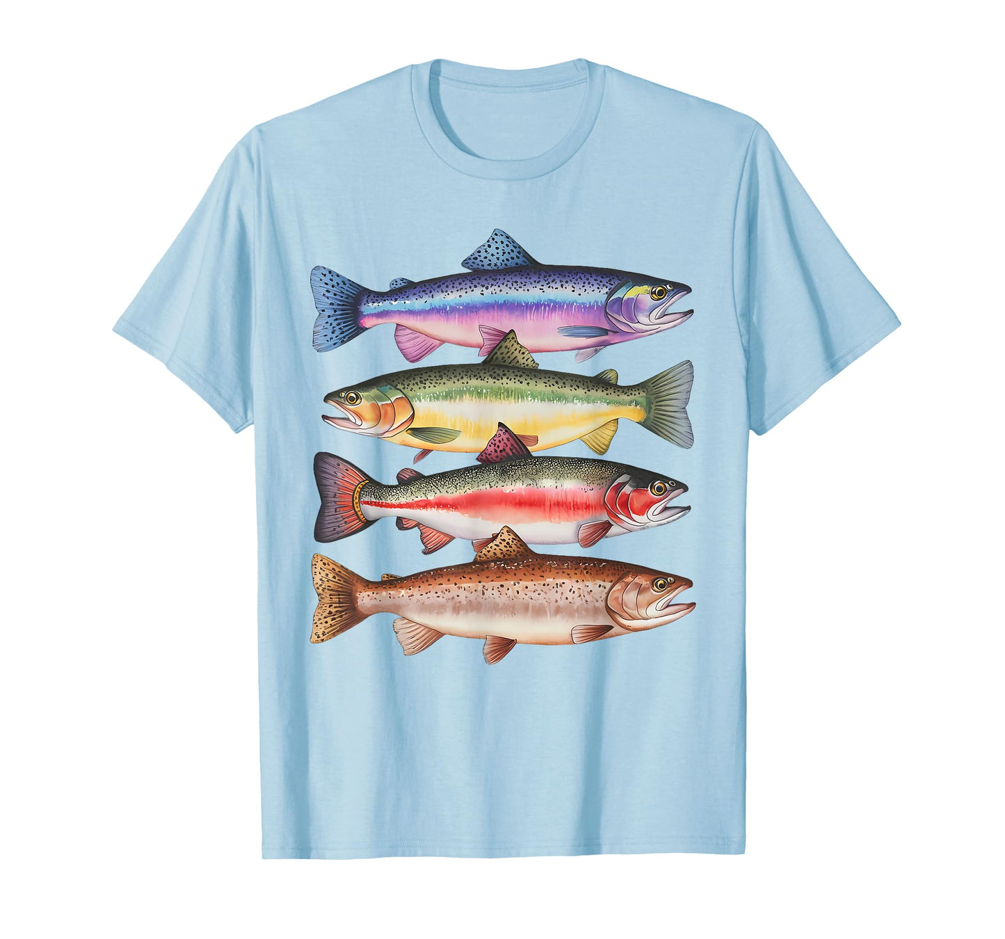 Abstract Colorful Trout In A Row For Fishing Lovers Men Kids T-Shirt