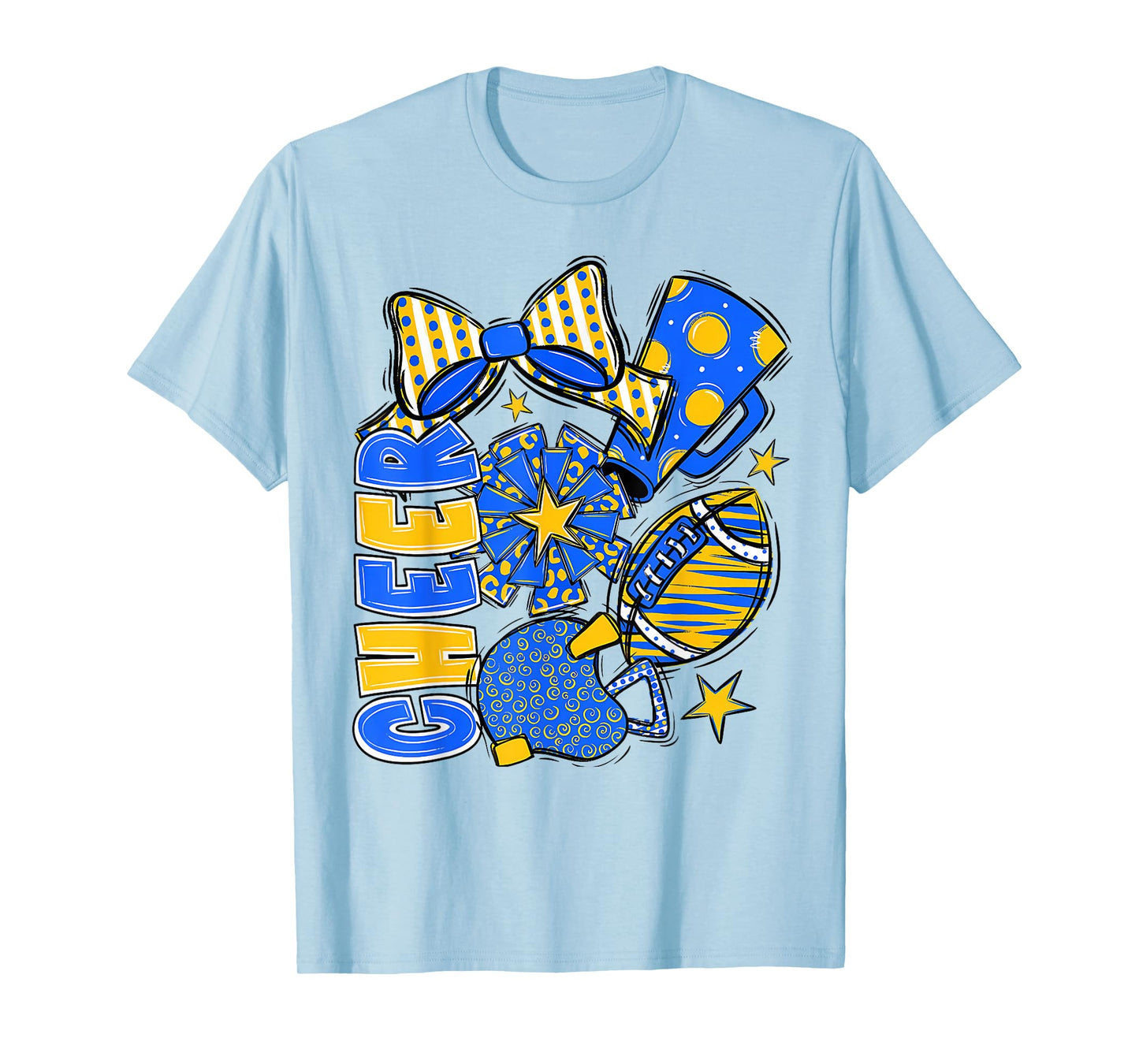 Cheer Mom Blue Cheerleader Game Day Cheer Mama Football T-Shirt