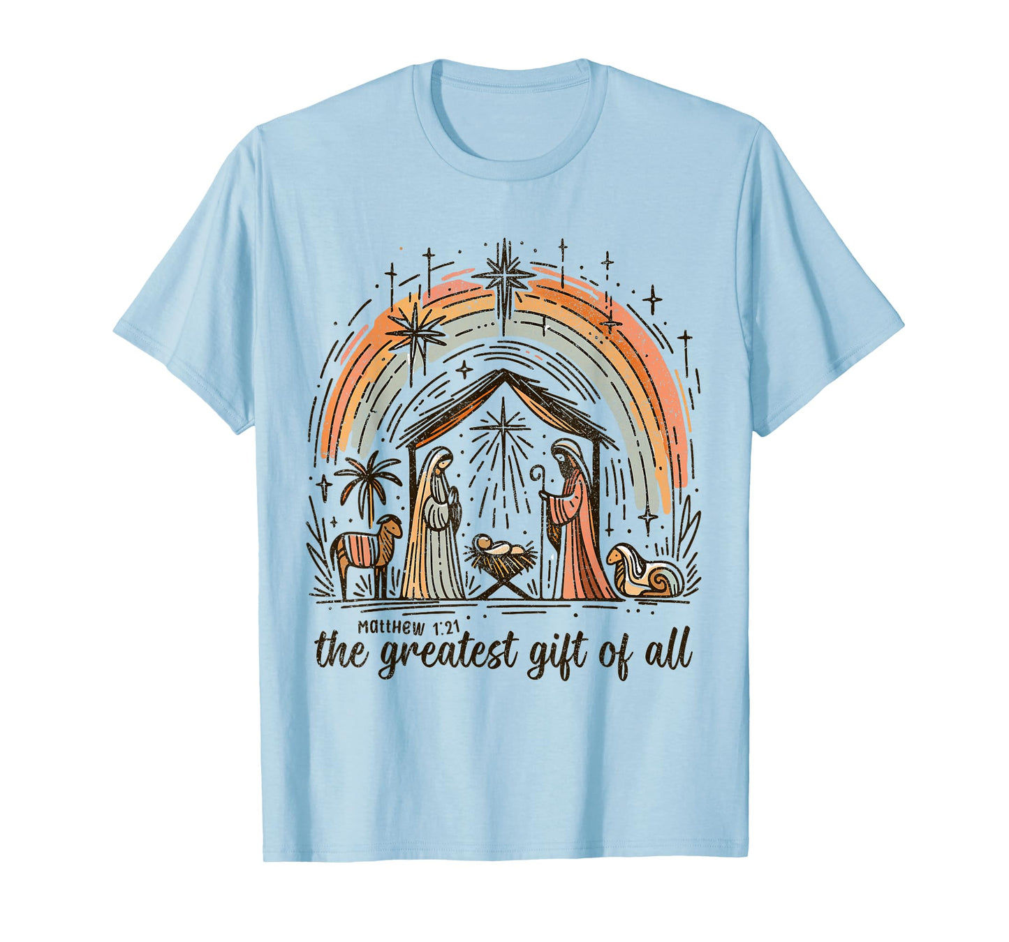 Retro The Greatest Gift of All Jesus Nativity Christian Xmas T-Shirt