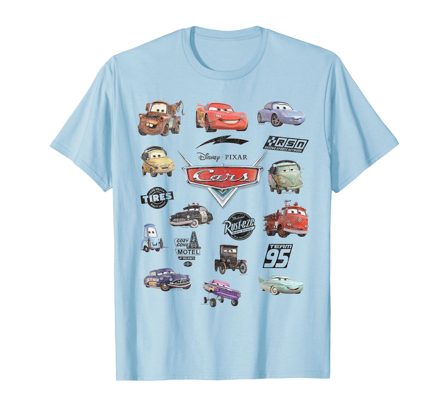 Disney Pixar Cars Radiator Springs Neighbors Distressed Art T-Shirt
