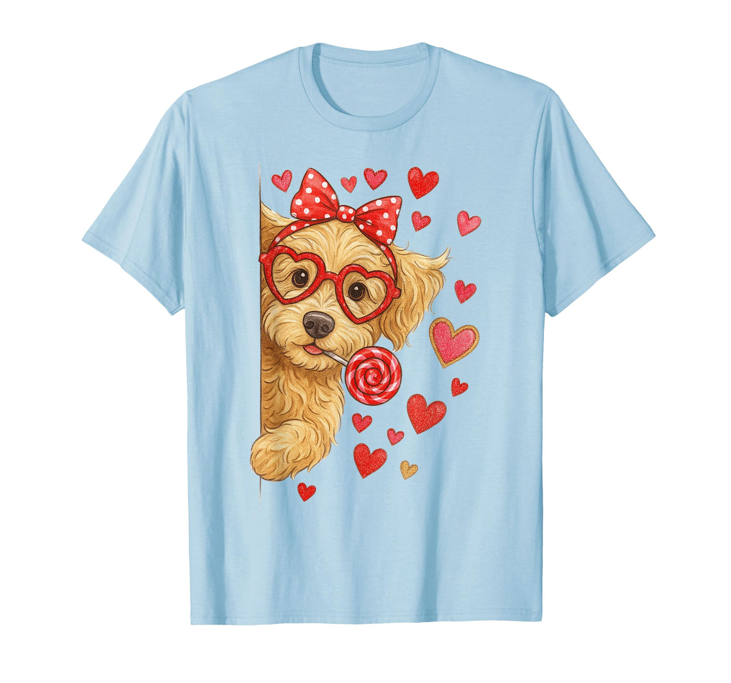 Goldendoodle Valentine Doodle Mom Coquette Pink Bow T-Shirt