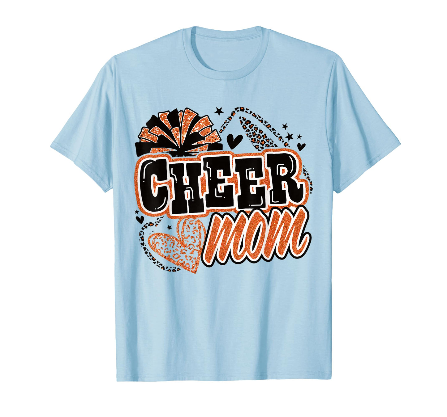 Cheer Mom Orange Cheerleader Game Day Cheer Mama Football T-Shirt