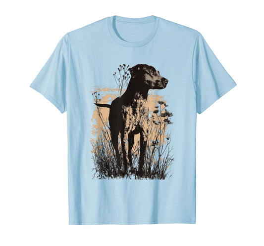 Wild Grass Lab Pit Mix Dog Countryside Art Design T-Shirt