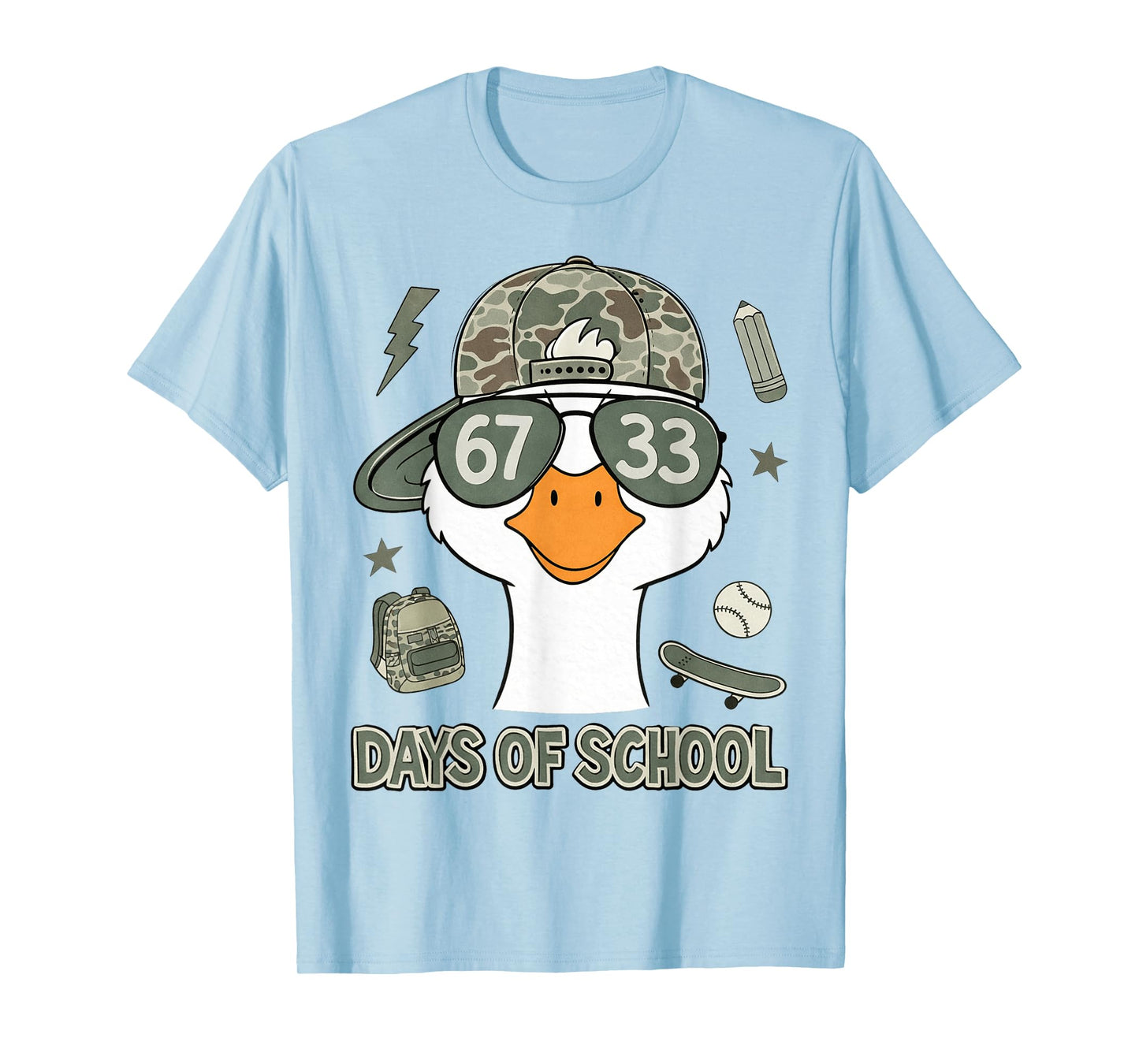 Goose 67+33 Days of School 100 Days Goose Camo Boys T-Shirt