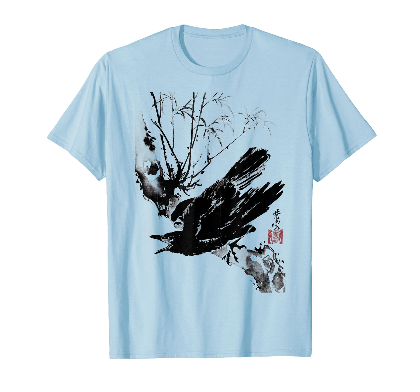 Crow Raven Bird Gothic Vintage Japanese Ukiyo-e Woodblock T-Shirt